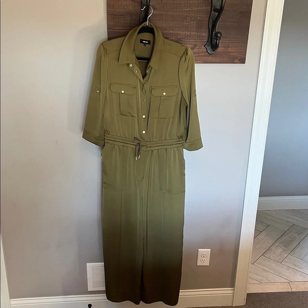 ME+EM Olive Green Button-Up Jumpsuit - Picture 3 of 10